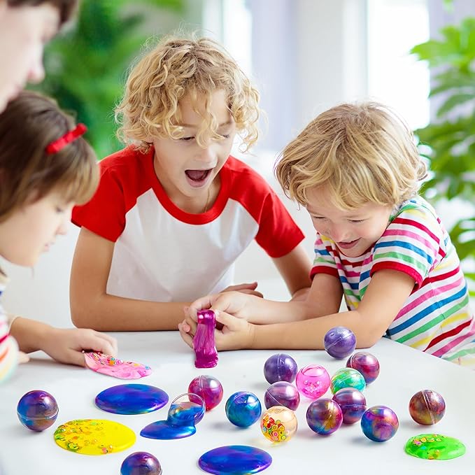 24 Pack Galaxy Slime Party Favors for Kids Slime Balls Bulk Stretchy & Non-Sticky DIY Stress Relief Putty Toy Birthday Halloween Christmas Stocking Stuffers, Classroom Reward for Girls Boys