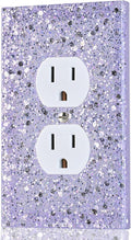 Purple Glitter Outlet Covers - Sparkling Wall Plate 5.1"x3.15", Gift for Home Decor,Single Duplex
