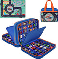 Toy Car Storage Bag for Hot Wheels for Matchbox for LEGO for AZEN for JOYIN for Tub Works Cars Toy Car Organizer Holder with Rug Race Track Mat for 96 Mini Cars - Blue (Case Only) (Blue+Playmat)