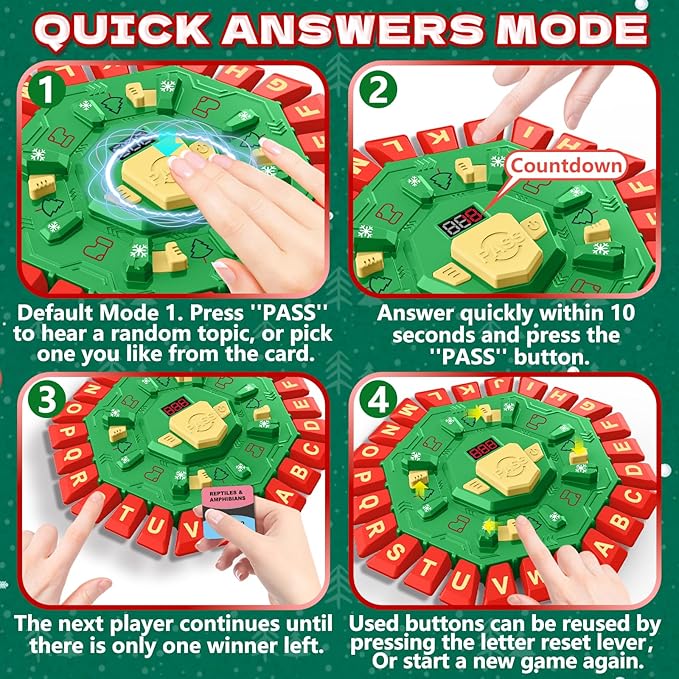 Resflycheng Word Game Family Board Game with Digital Display Timer, 2 Modes, 35 Cards, Fun Fast-Paced 24-Letter Game for Kids & Adults, 2+ Players, Ages 3 & Up