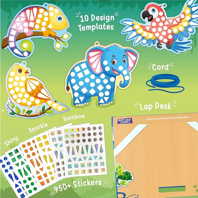 Imagimake Mirror Mosaic Animals & Birds Kids Art Set | DIY Craft Kits | Foil Art Stickers for Girls | Activities for Kids Ages 3-5 | Gifts for Kids 3,4,5,6,7 Year Old | 3 Year Old Boy Gift