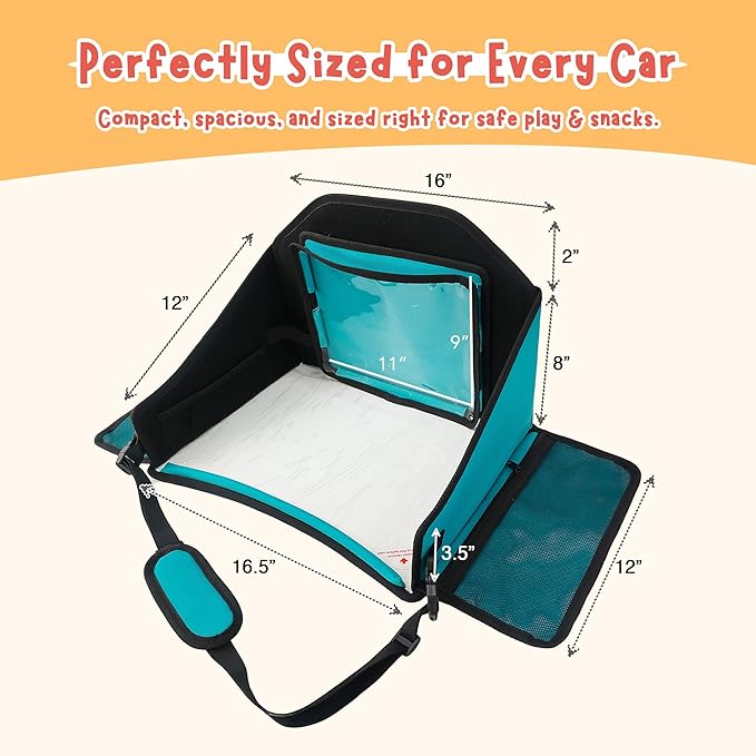 Kids Travel Tray for Car Seat- Purple- The Essential Travel Lap Desk with Removable Tablet Holder, Built-In Storage, and Stabilized Panels, Must Have Car Tray for Kids on Road Trips