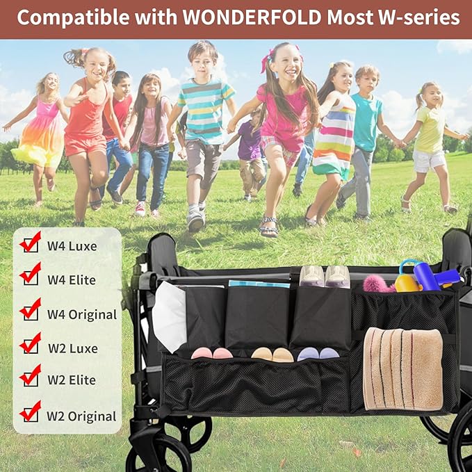 Multi Pockets Cargo Net for Wagon Stroller,Stroller Wagon Cargo Net,Oxford Stroller Organizer,Extra Storage Space for Kids Wagon,Wagon Accessories Universal(28"×13")
