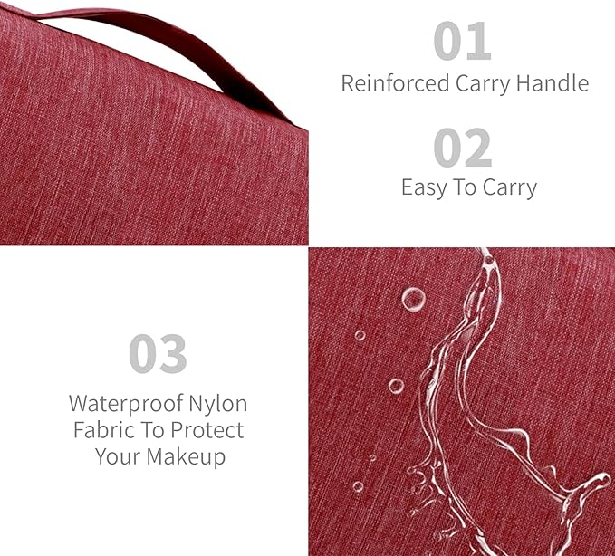 Lcsmaokin Large Capacity Toiletry Bag Travel Bag with Hanging Hook for Men and Women Waterproof Travel Cosmetic Bag Bathroom Storage Bag for Brushes Set, Full-Sized Shampoo, Toiletries, (Wine Red)