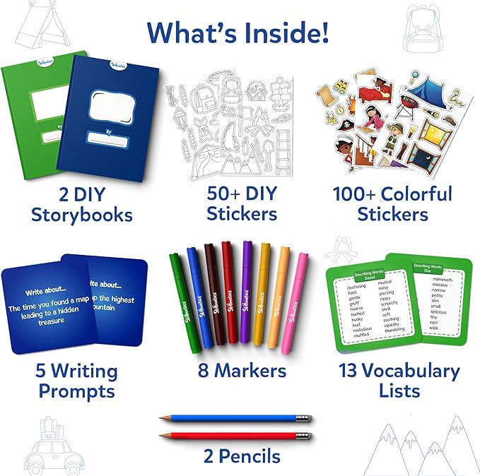 Skillmatics Storybook Art Kit - Create Adventure Stories, DIY Craft & Writing Kit with 300+ Stickers, Scrapbooking & Journal Activity, Screen-Free Fun, Gifts for Kids Ages 5, 6, 7, 8, 9, 10