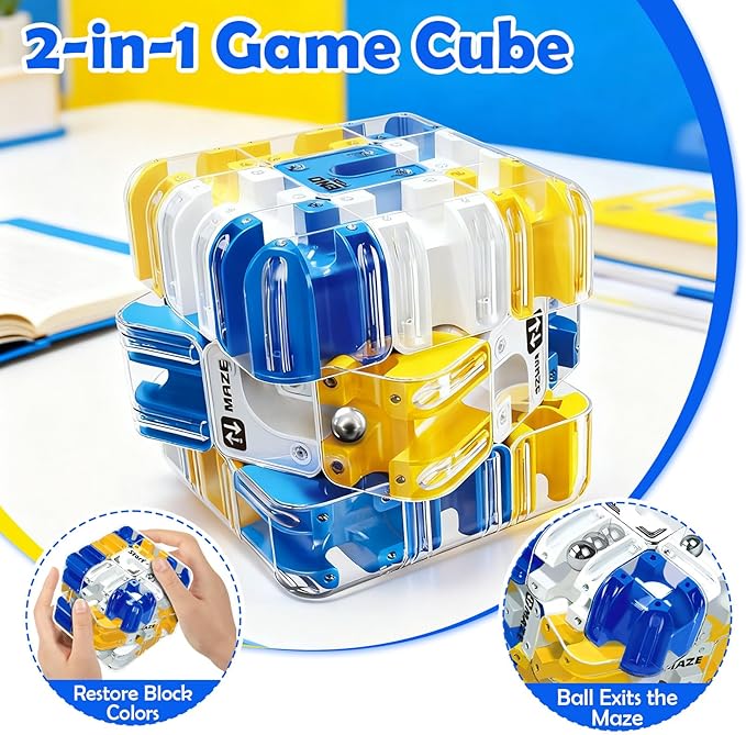 3D Maze Cube Puzzle – Brain Teaser Game for Kids & Adults, Educational Sensory Fidget Toy for Teens, Birthday Gift