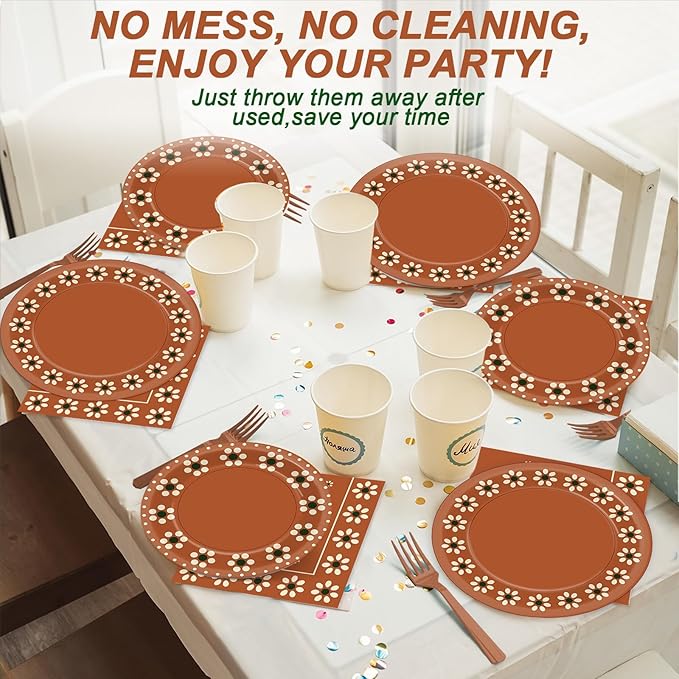 100 Pcs Cielito Lindo Plates Platos De Barro Mexicanos Mexican Party Plates and Napkin Set Mexican Fiesta Birthday Decoration Supplies Tableware Terracotta Flower Clay Pottery Party Favor Serves 25