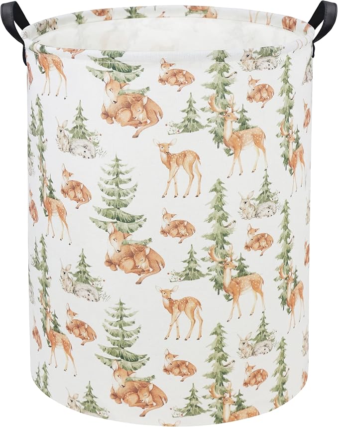 HIYAGON Deer Baby Laundry Basket - Kids Hamper & Toy Bin Organizer for Nursery & Home