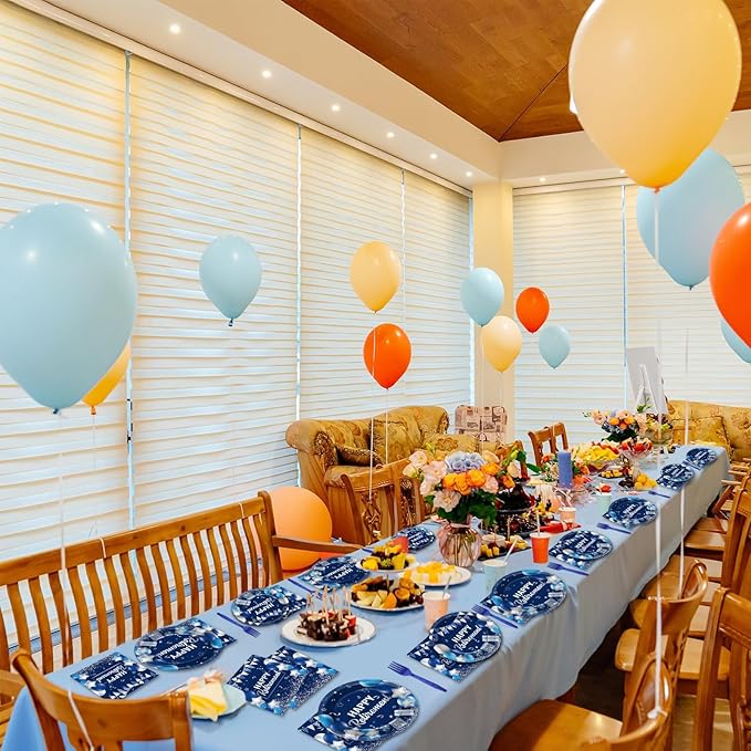 gisgfim 96 Pcs Retirement Plates and Napkins Party Supplies Paper Happy Retirement Party Tableware Set Blue Silver Decorations Favors for Men Women for 24 Guests