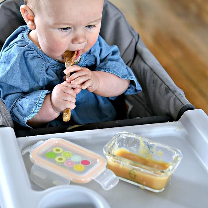 Sage Spoonfuls Borosilicate Glass Baby Food Containers with Lids - Durable and Airtight - Dishwasher, Oven, Microwave, & Fridge Safe - 24 Fl Oz, Pack of 6 - Clear