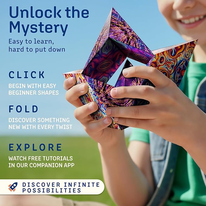 Shashibo Shape Shifting Box - Award-Winning STEM Fidget Toy with Ultra Strong Magnets - Puzzle Cube Transforms Into 100+ Shapes, Perfect Sensory Gift for Kids, Teens, and Adults (Spaced Out)