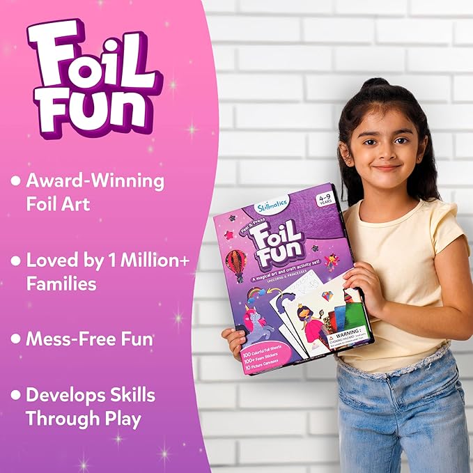 Skillmatics Foil Fun - Unicorns & Princesses, No Mess Art & Craft Kit for Kids, Craft Kits & Supplies, DIY Creative Activity, Travel Toys, Screen-Free Entertainment, Gifts for Ages 4, 5, 6, 7, 8, 9