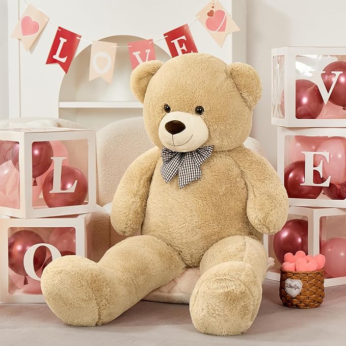 MorisMos Big Teddy Bear, 55inch Large Teddy Bear Plush, Lifesize Stuffed Animals Gifts for Girlfriend, Boyfriend, Brown