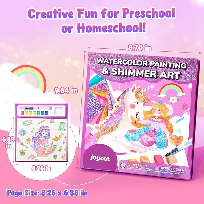 JoyCat Paint with Water Coloring Books, Art & Craft Activity, Princess No Mess Art for Kids Ages 4-8, Craft Kits & Supplies, DIY Creative Activity, Gifts for Girls & Boys
