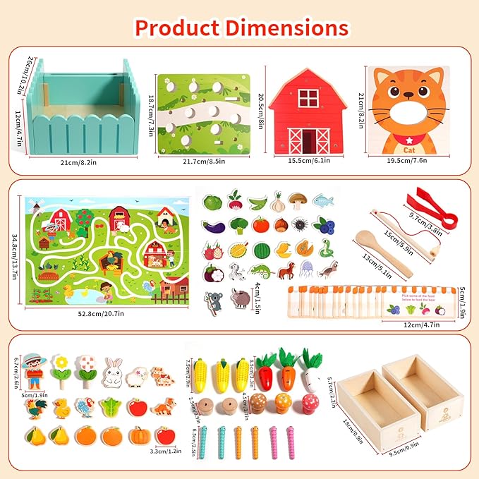 INIFEIDALA Toddlers Montessori Wooden Educational Toys for 2 3 4 Year Old | Birthday Gifts for Boys & Girls,Preschool Learning Toys for Speech Therapy & Fine Motor Skills Development
