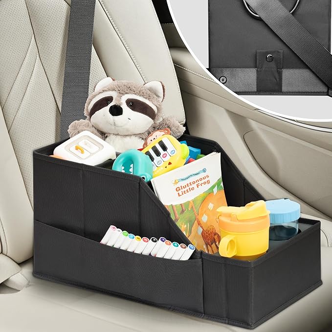 Car Seat Organizer Backseat Front Seat, Car Organizer With 12 Storage Compartments 2 Cup Holders, Snack Storage For Kids Baby, SUV Truck Van Collapsible Storage Bag For Travel, BK