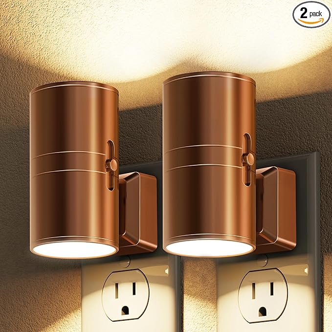 L LOHAS LED Night Light, Automatic Night Lights Plug into Wall, 2 Pack Nightlights with Light Sensor, 3000K Soft White 0-100LM Dimmable Modern Nightlight for Kids Bedroom Hallway