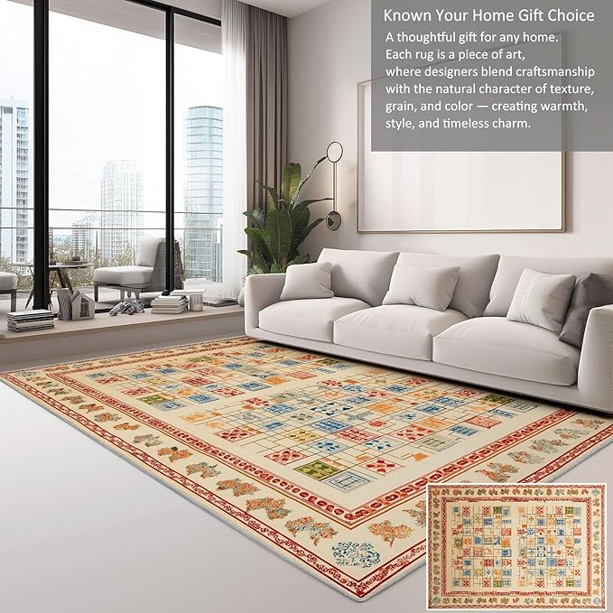 Geometric Washable Rugs 5×7ft Chessboard Kids Play Mat, Rectangular Snake Ladder Non Slip Low-Pile Floor Carpet for Nursery Kids Girls Boys Room Living Room Dinning Room Bedroom Decor