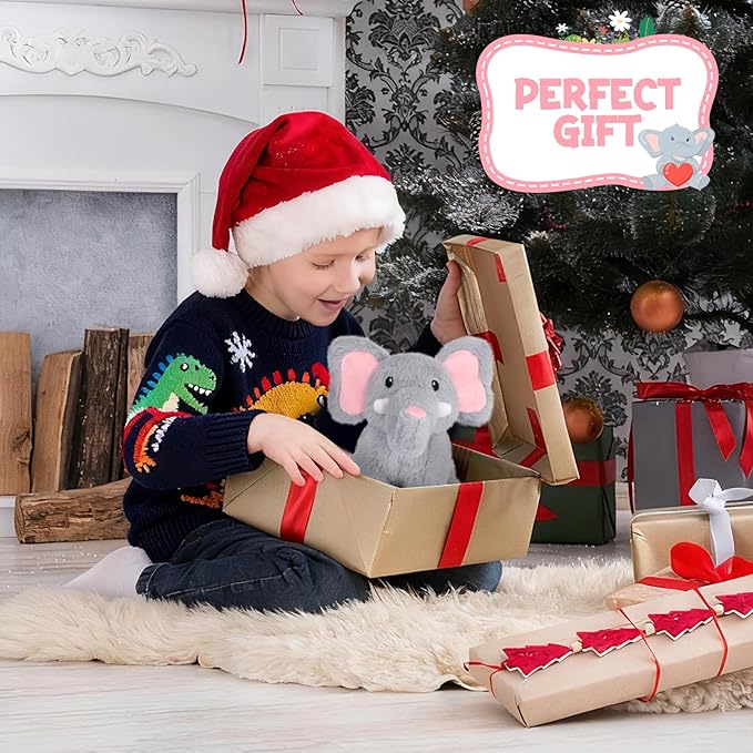 Weighted Elephant Stuffed Animal, Gray Soft Stuffed Elephant Plush Toy, Small Weighted Plush Comfort Birthday Gifts for Kids, 10 Inch, 0.8 Lbs