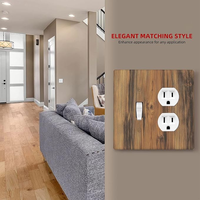 Wallplates Vintage Rustic Country Brown Wood 1 Toggle 1 Duplex Switch Plate Electrical Gfci Faceplate Decorative Light Switch Covers For Farmhouse Cabin Decor
