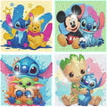 Fuinkqe 4 Packs Diamond Art Kits for Kids,Cartoon Diamond Art for Kids Ages 4-8,5D DIY Diamond Art Kits Ages 8-12,Mosaic Kits Gem Art for Home Wall Decor 6X6 Inch