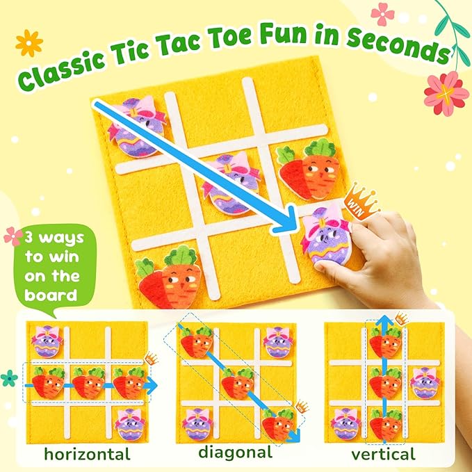 JoyCat 30 Pack Tic Tac Toe Party Favors for Kids, Felt Travel Board Games with Storage Pouch, Classroom Prizes, Goodie Bag Stuffers, Birthday Gifts for Students(Garden)
