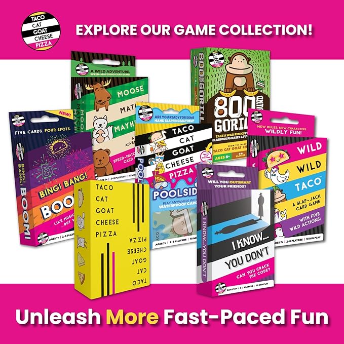 Taco Cat Goat Cheese Pizza Wildly Entertaining Card Game for Family and Group Game Night | Easy to Learn and Play with 10-15 Minute Rounds | Fun for Kids, Teens, Adults, and Families | 2-8 Players