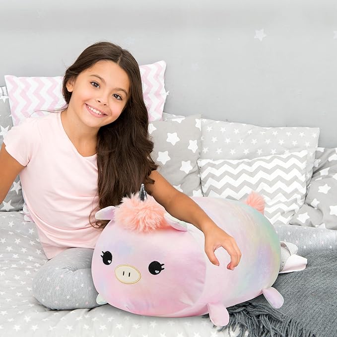 Cuteoy 17.7" Unicorn Stuffed Animal Plush Pillow Soft Comfortable Plushies Large Throw Body Pillow Sleeping Plush Toy for Girls Boys Birthday