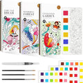 JCREN Watercolor Painting Books, Pocket Watercolor Painting Coloring Kit, Paint with Water Bookmarks Travel Activity Party Favors for Kids Toddlers Gifts for Boys and Girls, 3 Pack