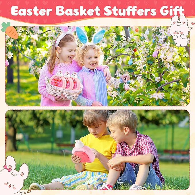 Easter Bunny Pop Game Light Up Fidget Toy for Kids Ages 3-12,Handheld Fast Push Game Rabbit Console Toys for Girls Boys,Sensory Gifts for Kids with Autism Easter Basket Stuffers Fillers