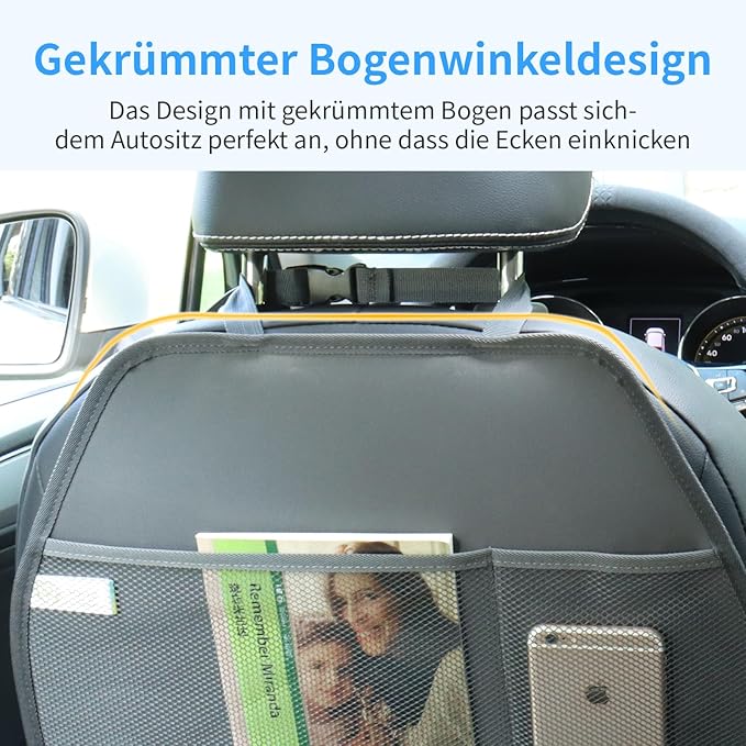 Viaviat Car Seat Protector Large Kick Mat 2 Pack Durable Water Resistant Auto Seat Back Covers with 2 Mesh Pockets Protection Against Dust Mud Scratches (Dark Gray, 2-Pack)