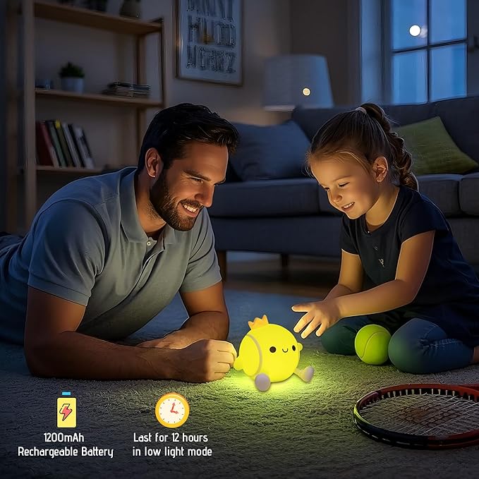 YuanDian Tennis Gifts, Soft Glow Silicone Tennis Ball Night Light - Versatile Sports Decor for Bedrooms & Man Caves - Birthday Christmas Gift for Adults, Teens, and Athletes