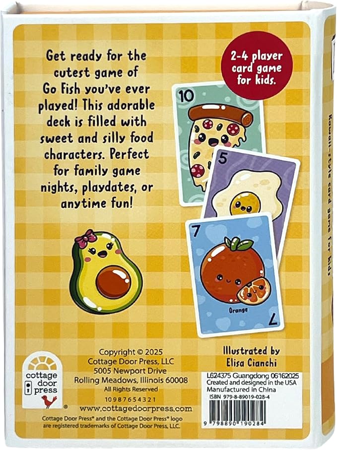 Cottage Door Press Totally Awesome Go Fish Kawaii Card Game for Kids with 48 Adorable Food Character Cards for 2 to 4 Players