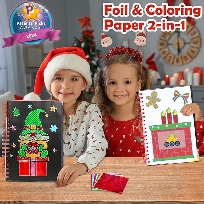 FUNNYB&G Foil Art Crafts for Kids Ages 4-8: Mother's Day 2026, Birthday Gift for Kids, Art and Crafts Supplies, Party Favors, Creative Toys for Kids 4 5 6 7 8 9 Years Old(Christmas)