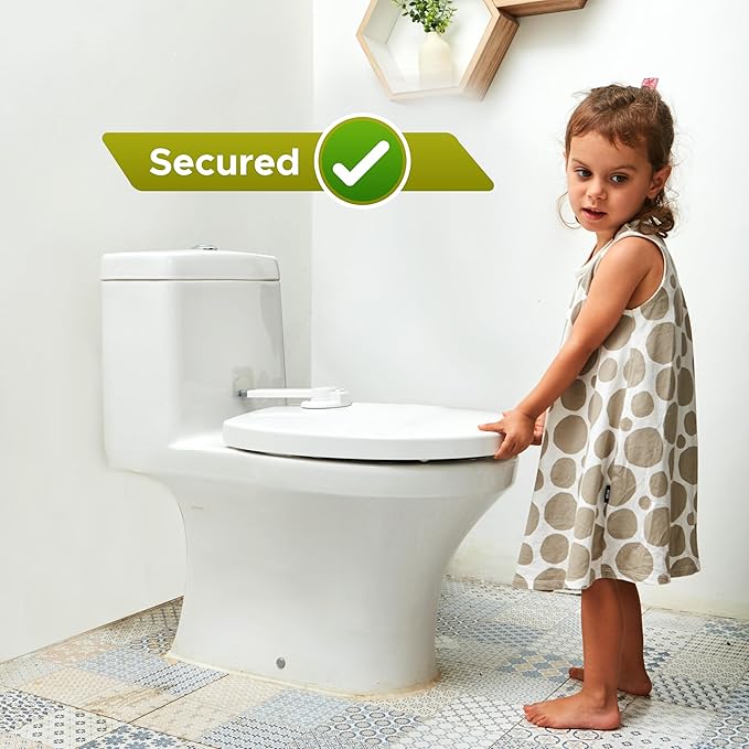 Baby Toilet Lock (3 Pack) Ideal Baby Proof Toilet Lid Lock with Arm – No Tools Needed Easy Installation with 3M Adhesive – Top Safety Toilet Seat Lock – Fits Most Toilets – White