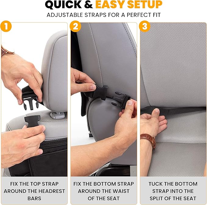 EcoNour Car Kick Mats Back Seat Protector (2 Pack),Car Seat Protector & Backseat Organizer with Storage Pockets for Kids,Waterproof Back Seat Cover for Dirt,Mud & Scratch Protection Travel Accessories
