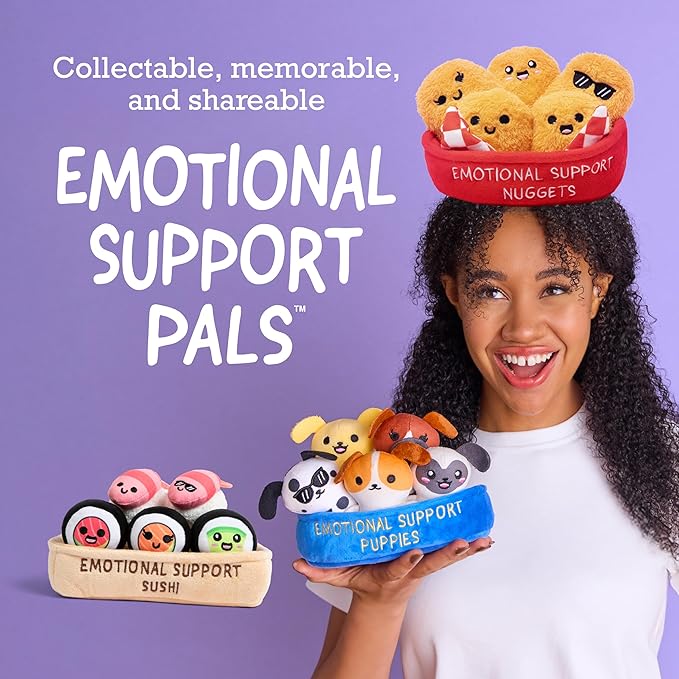 Emotional Support Sushi by Relatable, Cuddly Stuffed Animals and Plushies Set, Small Gifts for Mom, Includes 5 Sushi Plush Toys with Carrying Basket