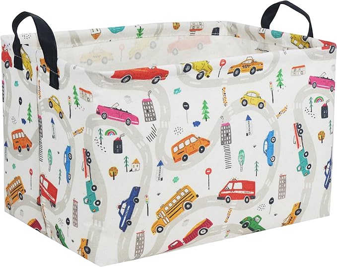 Essme Rectangular Boys Basket,Kids Storage Basket with Handles for Car Decor,Racing Storage Bin（Car）