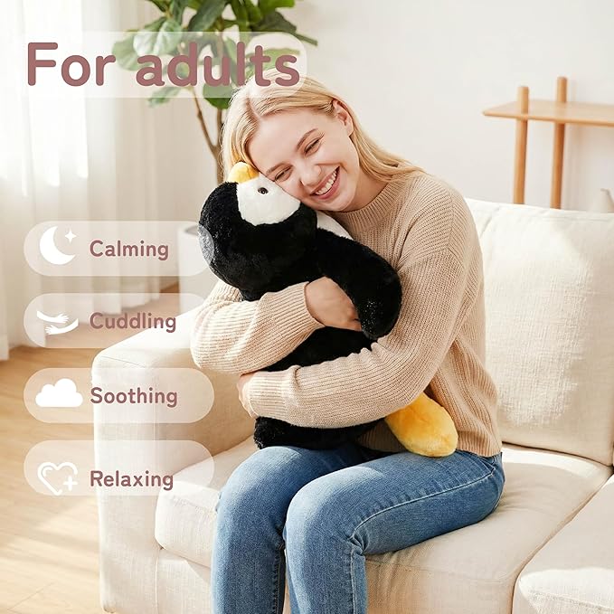 Niuniu Daddy Penguin Weighted Stuffed Animals for Kids & Adults, 24" | 5lb Large Weighted Plushies Pillow for Sleeping and Calming, Cute Lying Plush Toy Huggable Gift for Everyday Comfort