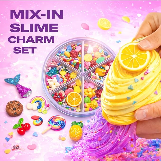 Butter Slime Kit for Girls Ages 8-12, 6 Pack Pre-Made Slime Kit with Charms, Sprinkles, Ice Cream Add-Ins & Storage Case, Soft Non-Sticky Sensory Gift for Kids
