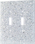Silver Glitter Light Switch Cover Plate - Glossy Finish, 5.10" x 5.10" - Sparkle Double Toggle Wall Plate