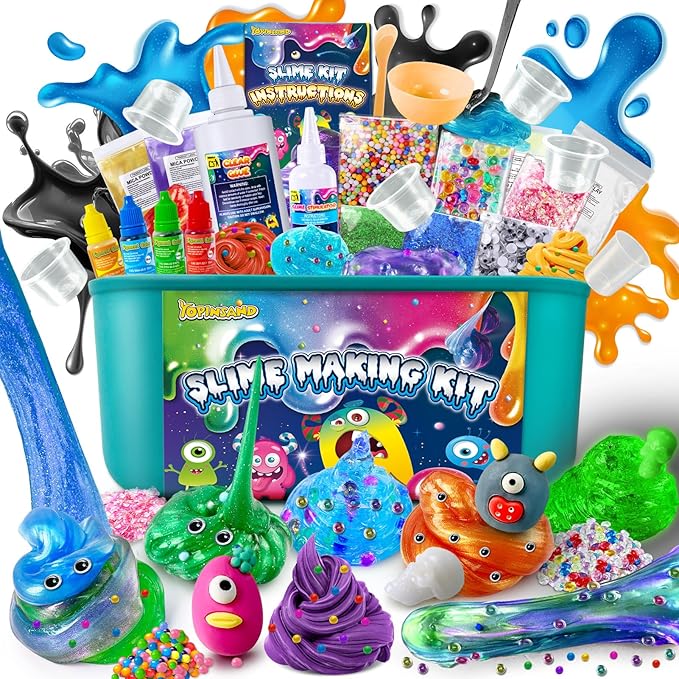 YOPINSAND Monster Slime Kit for Girls, Galaxy Slime Making Kit for Girls Boys 3-12, Glimmer Crunchy, DIY Slime Kit with Add-ins, Foam Balls, Charms, Glitters,Party Favors Gift Toys for Kids