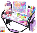 Kids Travel Tray for Car Airplane - Toddler Car Seat Table Tray, Road Trip Essentials for Boys & Girls, Carseat Lap Desk for Kids Road Trip Activities (Purple Mermaid)