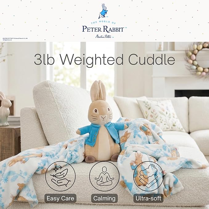 Peter Rabbit Bedding Weighted Cuddle Pillow – 3lb Soft Plush & Cozy Pillow for Comfort (Officially Licensed Product) by Franco Calm