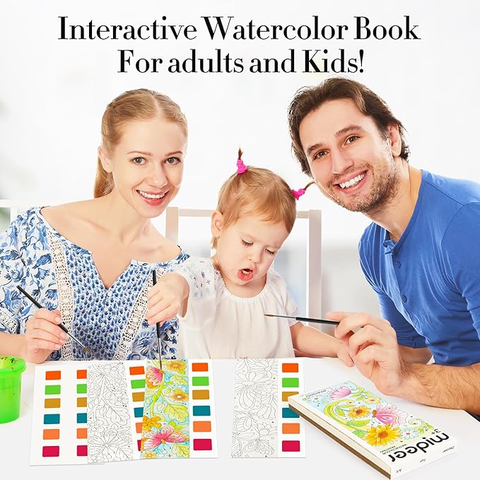 JCREN Watercolor Painting Books, Pocket Watercolor Painting Coloring Kit, Paint with Water Bookmarks Travel Activity Party Favors for Kids Toddlers Gifts for Boys and Girls
