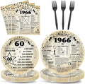 CHUNNIN 96Pcs 60th Birthday Plates and Napkins Back in 1966 Party Decorations Vintage 60 Year Old Party Dessert Plates 1966 Birthday Tableware for 24 Guests 60th Theme Men Woman Bday Parties Supplies
