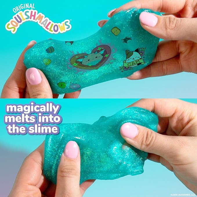 SLIMYGLOOP Tattoozee, Squishmallows Tattoo Transfer Slime Kit, Sensory Play for Kids Ages 6+, Blue Raspberry Scented, Glitter Texture