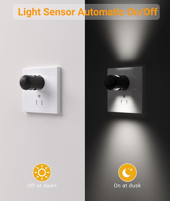TSEXES Plug-in LED Night Lights,Automatic Night Lights Plug into Wall,Dusk to Dawn Sensor 4000K,Bathroom, Hallway, Bedroom,Kitchen, Stairways, Non-Dimmable,6 Pack