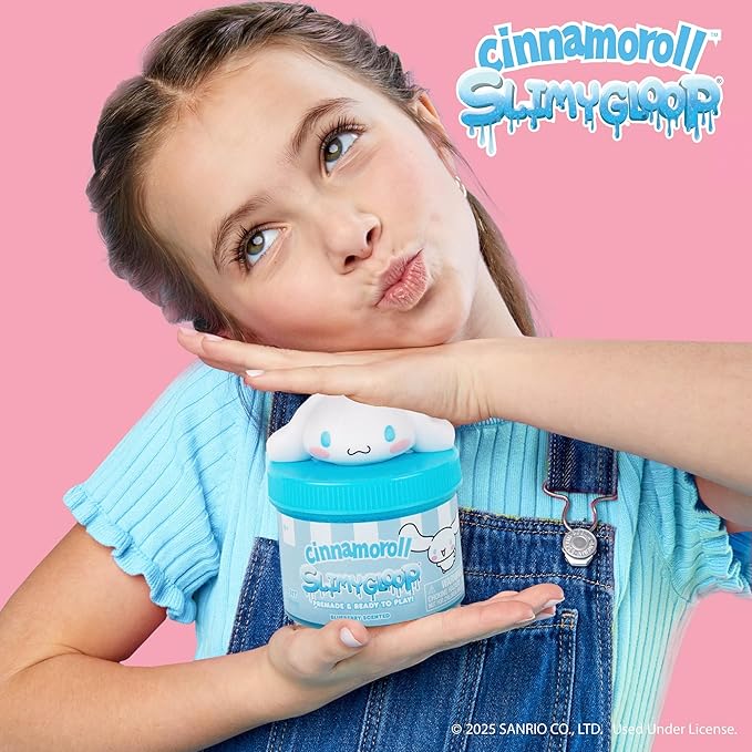 Cinnamoroll SLIMYGLOOP Jar, 8 oz. Blueberry-Scented Glitter Slime with Mix-Ins & Collectible Charm
