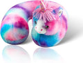 Cloudz Kids Super Soft N' Cuddly Animal Airplane Travel Neck Pillow! Keep Children Comfy and Supported with a Buddy While Traveling or just Resting at Home - Pink/Blue Unicorn